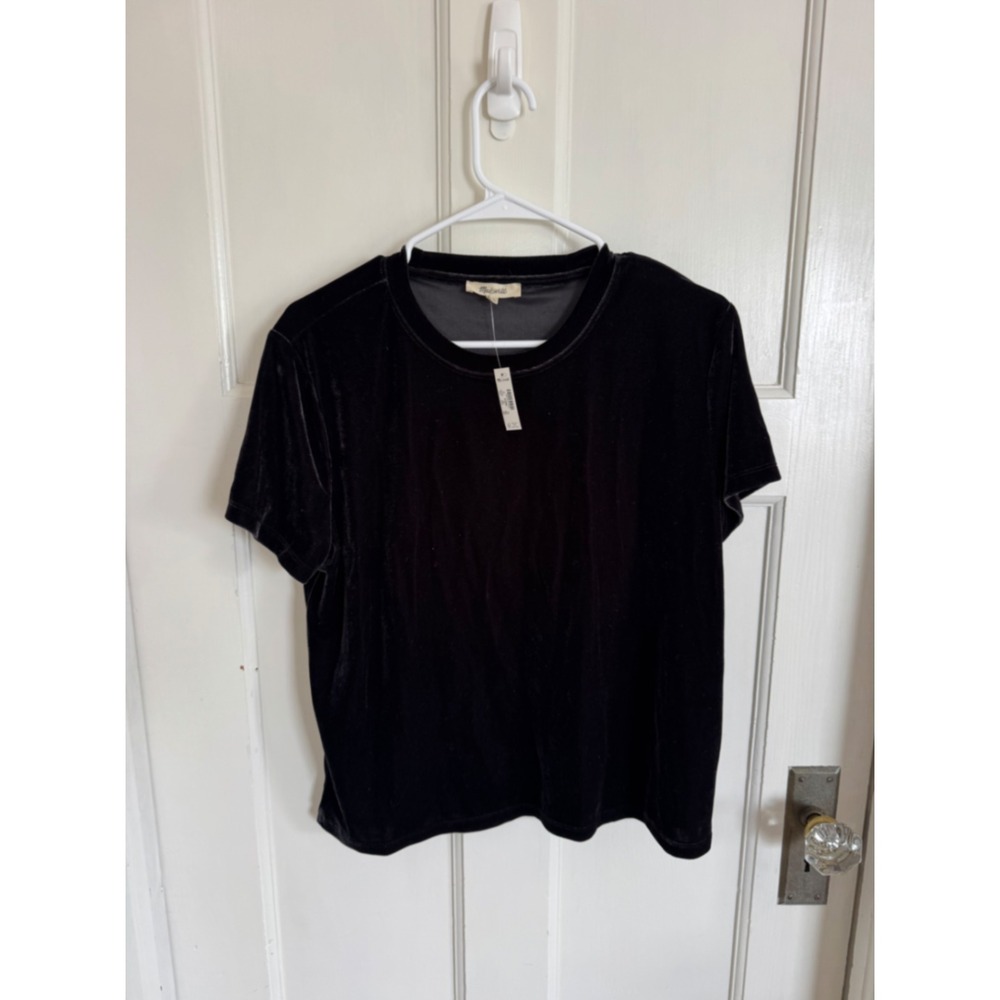 NWT Madewell black velvet crewneck tee size xl